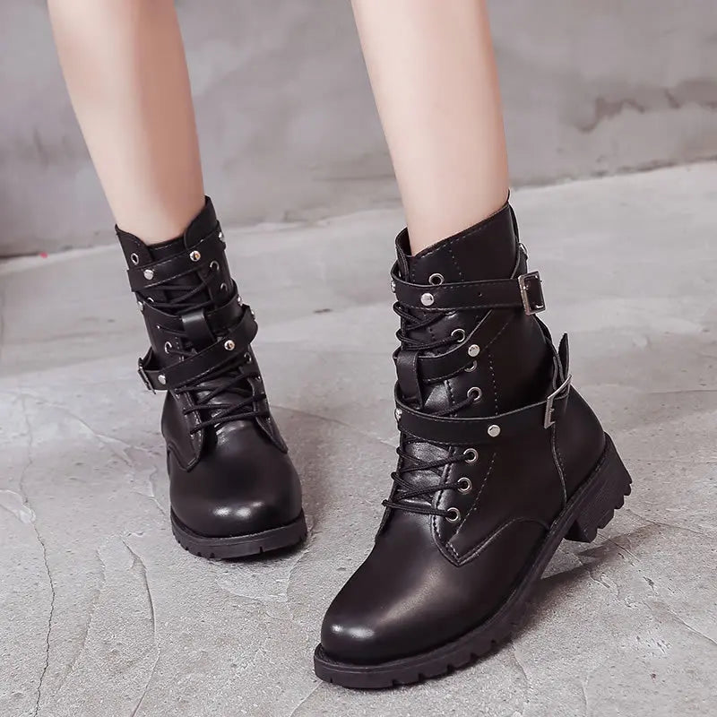 Bountiful Buckle Lace Up Ankle Boots My She Shop