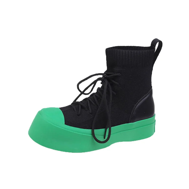 Punky Lace Up Thick Rubber Motorcycle Ankle High Shoes My She Shop