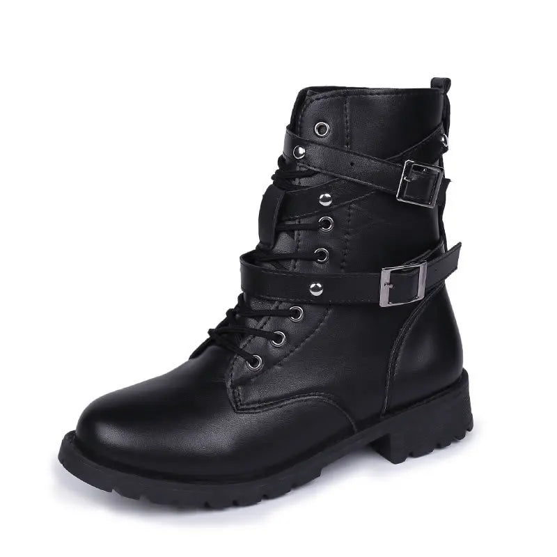Bountiful Buckle Lace Up Ankle Boots My She Shop