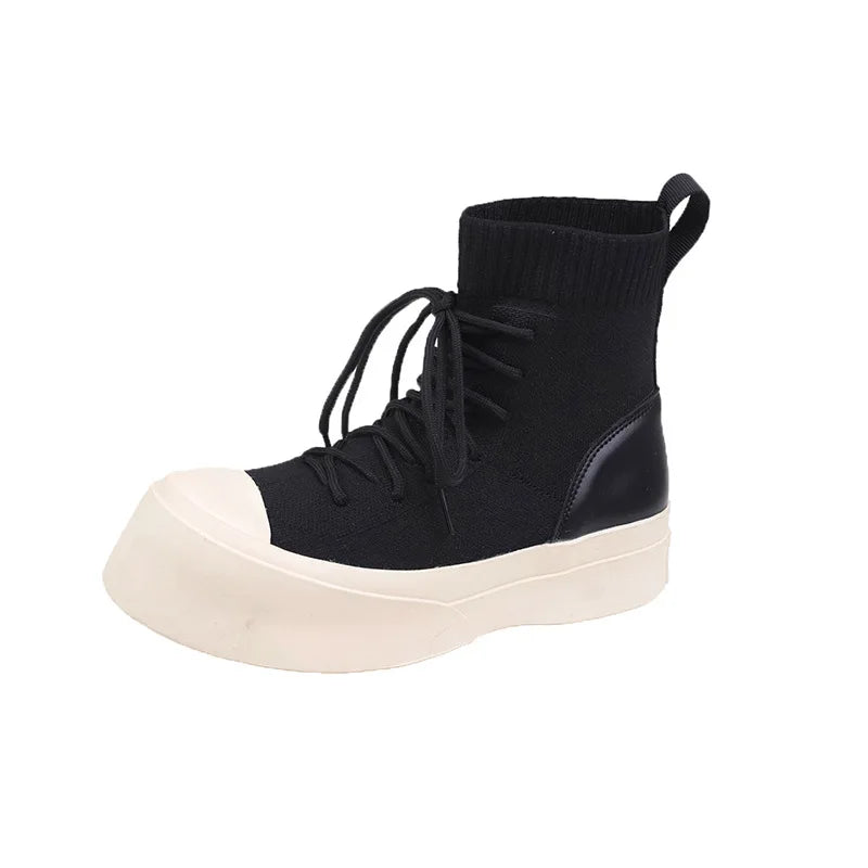 Punky Lace Up Thick Rubber Motorcycle Ankle High Shoes My She Shop