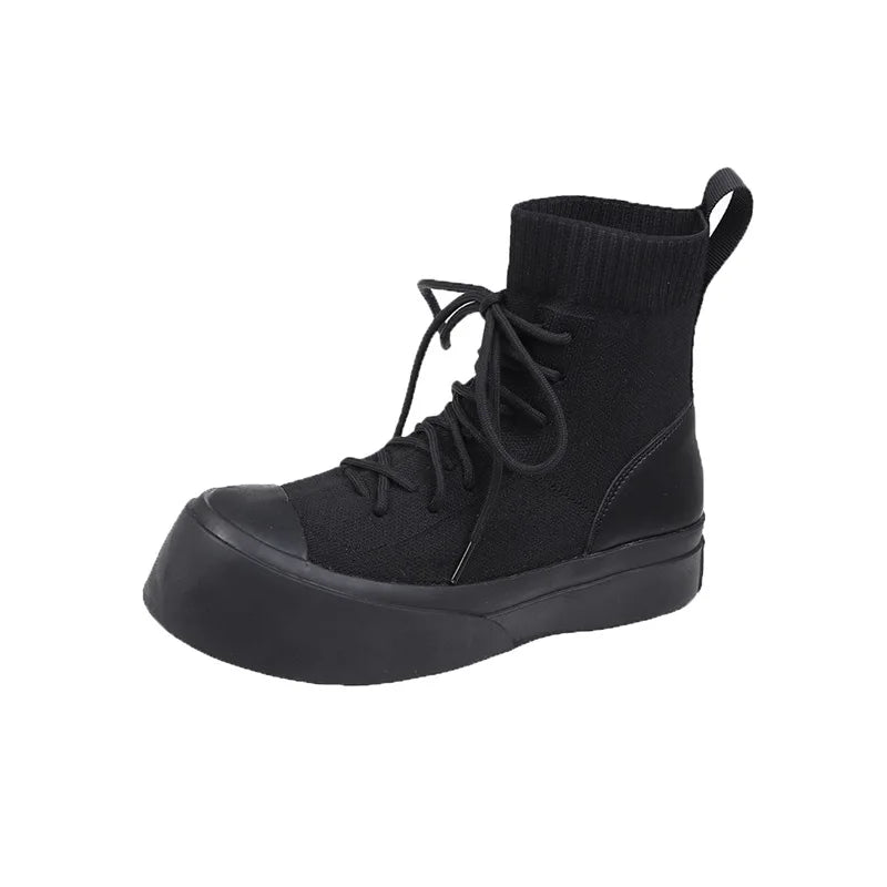 Punky Lace Up Thick Rubber Motorcycle Ankle High Shoes My She Shop
