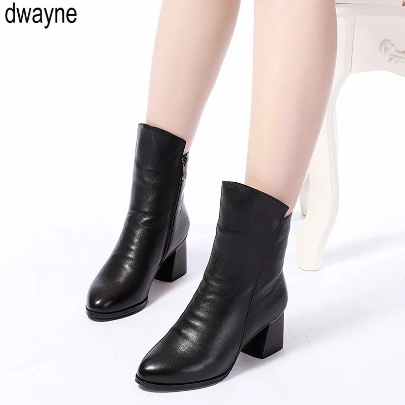 Luscious Leather High Front Side Zip Ankle Boots My She Shop