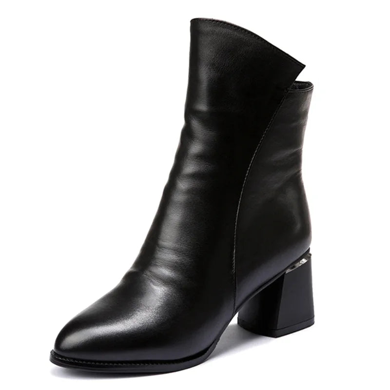 Luscious Leather High Front Side Zip Ankle Boots My She Shop