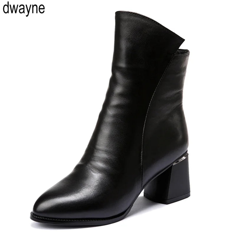 Luscious Leather High Front Side Zip Ankle Boots My She Shop