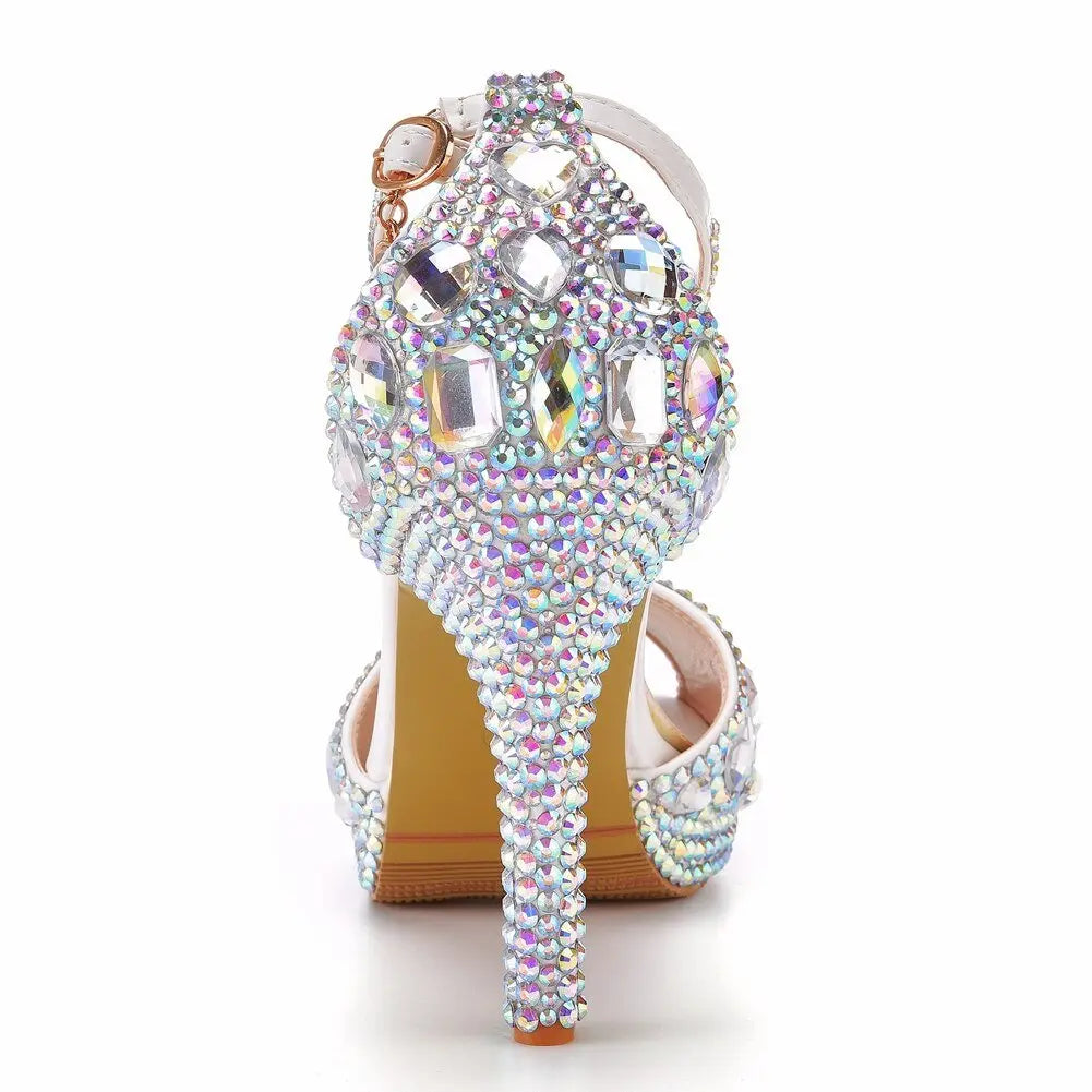 CRYSTAL QUEEN Pretty Peep Toe Platform Luxury Rhinestone Shoes - My She Shop