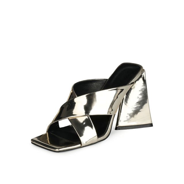 UNIQUE ELEGANT Mule-Style Chunky High Heel Square Toe Sandal Shoes - My She Shop