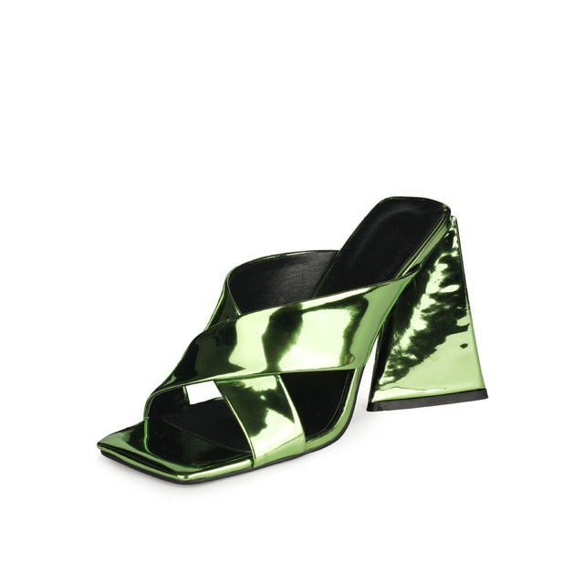 UNIQUE ELEGANT Mule-Style Chunky High Heel Square Toe Sandal Shoes - My She Shop