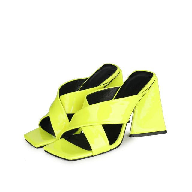 UNIQUE ELEGANT Mule-Style Chunky High Heel Square Toe Sandal Shoes - My She Shop