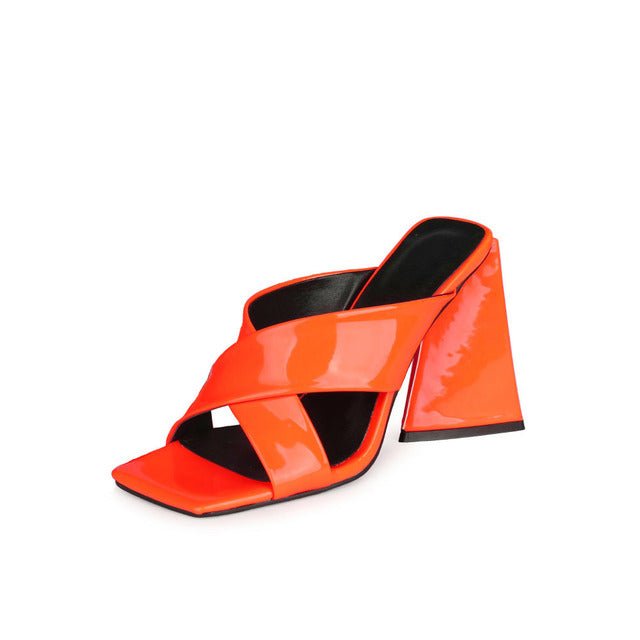 UNIQUE ELEGANT Mule-Style Chunky High Heel Square Toe Sandal Shoes - My She Shop
