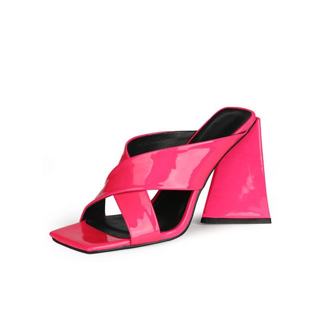 UNIQUE ELEGANT Mule-Style Chunky High Heel Square Toe Sandal Shoes - My She Shop