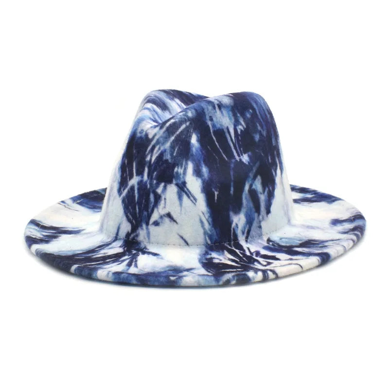 Tie-Dye Wide Brim Fedora Hat