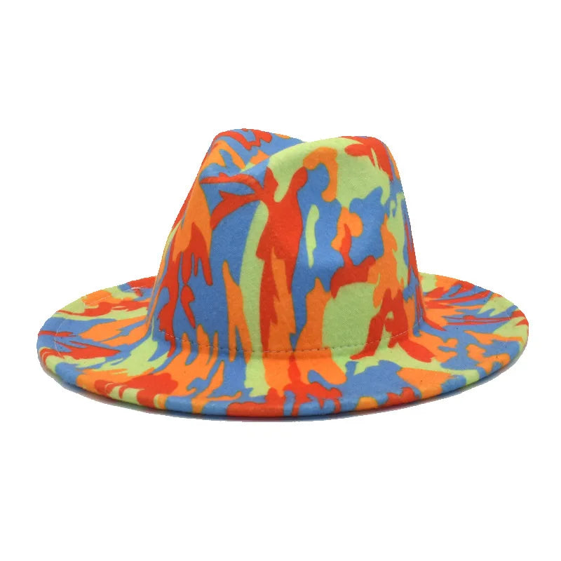 Tie-Dye Wide Brim Fedora Hat