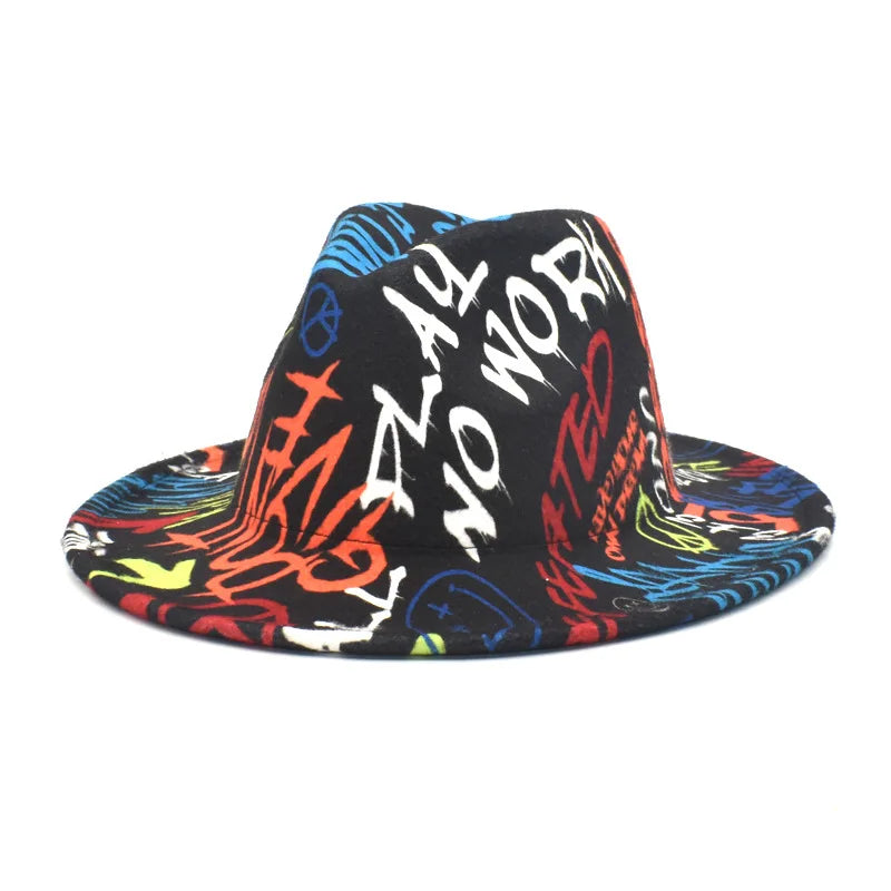 Tie-Dye Wide Brim Fedora Hat