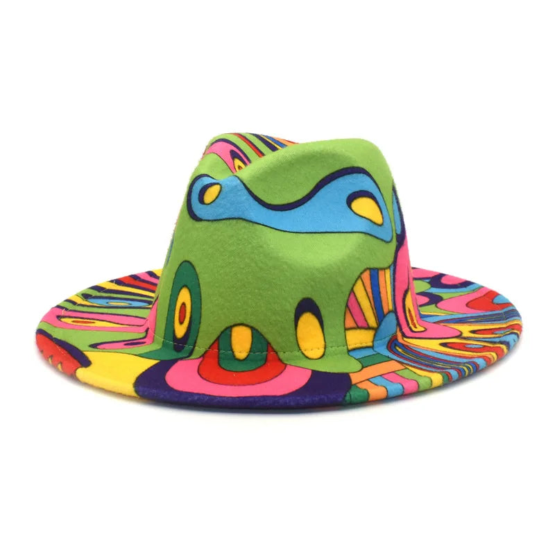 Tie-Dye Wide Brim Fedora Hat