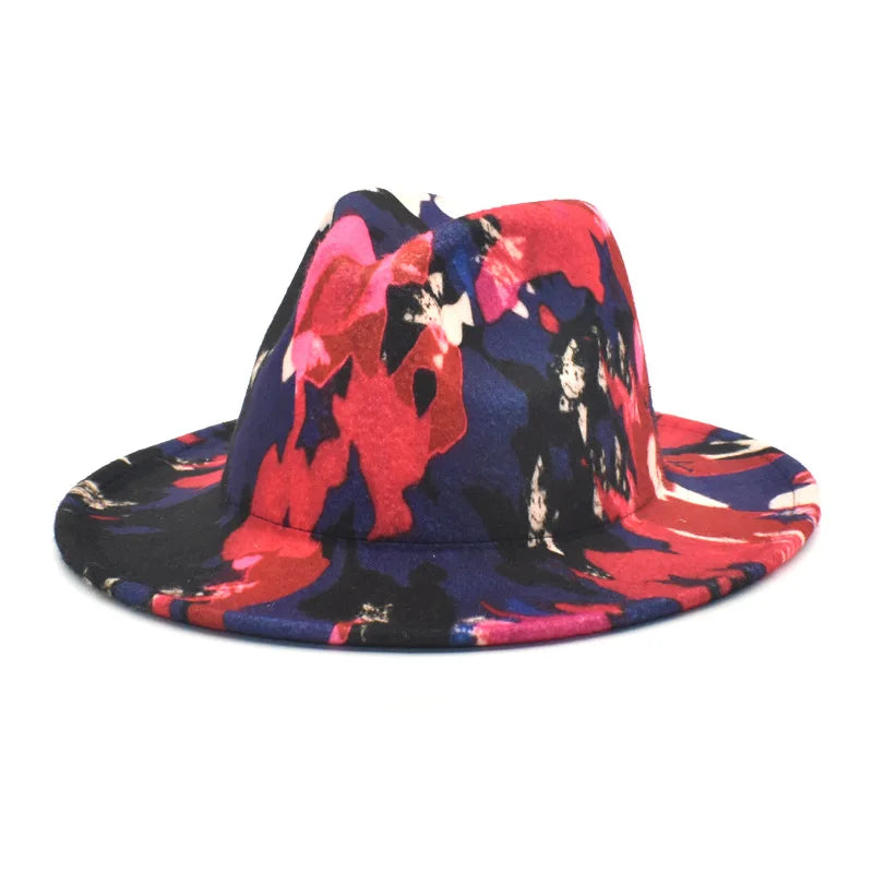 Tie-Dye Wide Brim Fedora Hat