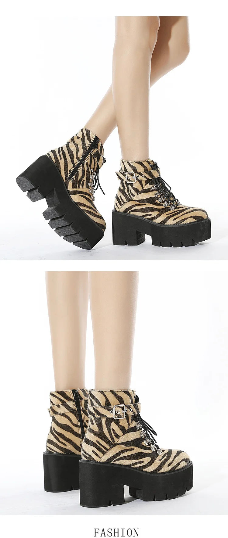 Luscious Leopard High Chunky Heel Platform Ankle Boots