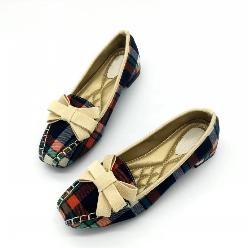 CEYANEAO Gingham Fab Flat Shoes