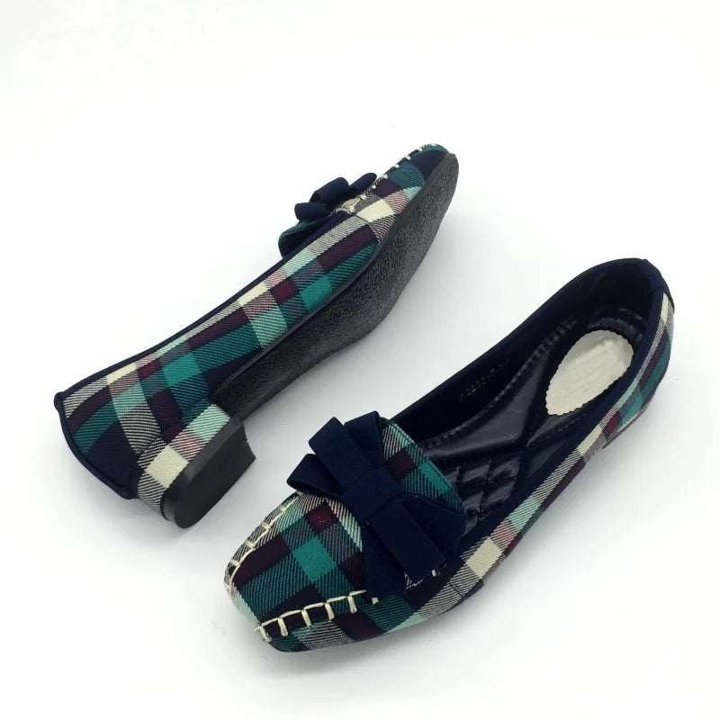 CEYANEAO Gingham Fab Flat Shoes