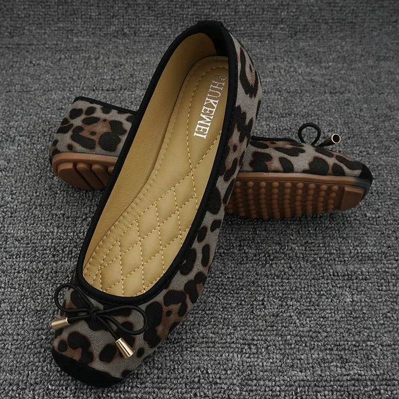 JELLYFOND Joyously Comfy Leopard Print Ballet Flat Shoes