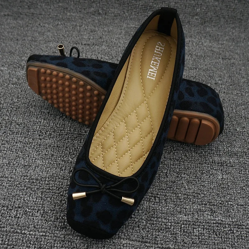 JELLYFOND Joyously Comfy Leopard Print Ballet Flat Shoes