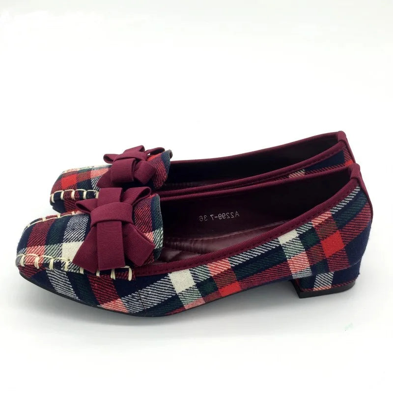 CEYANEAO Gingham Fab Flat Shoes