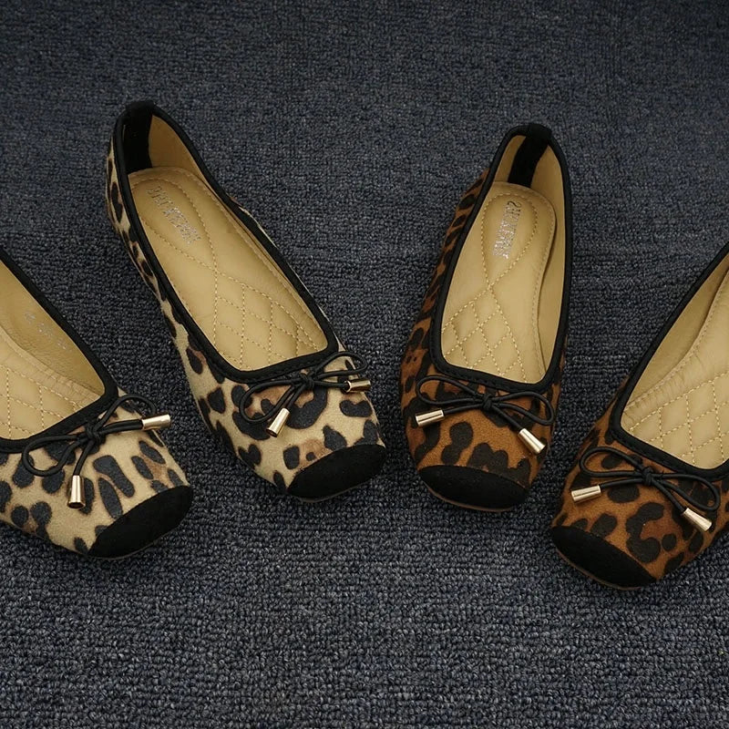 JELLYFOND Joyously Comfy Leopard Print Ballet Flat Shoes