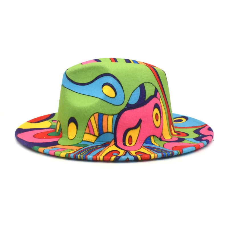 Tie-Dye Wide Brim Fedora Hat