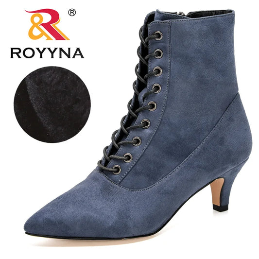 ROYYNA Retro Lace-Up Ankle Boots