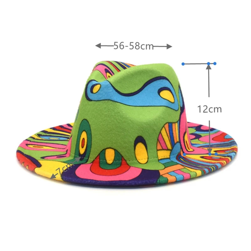 Tie-Dye Wide Brim Fedora Hat