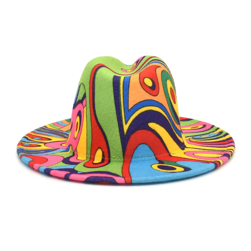 Tie-Dye Wide Brim Fedora Hat