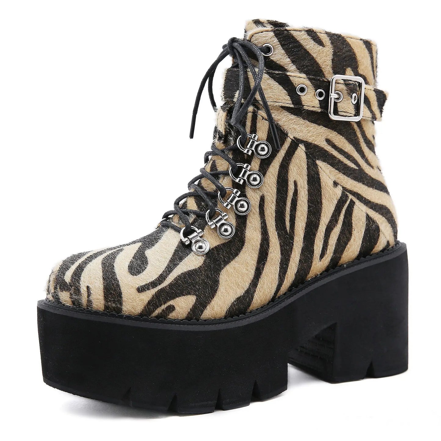 Luscious Leopard High Chunky Heel Platform Ankle Boots