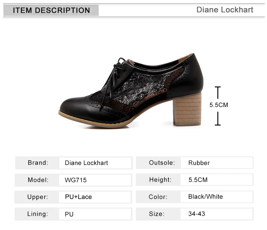 DIANE LOCKHART Oxford Lace Mesh Shoes