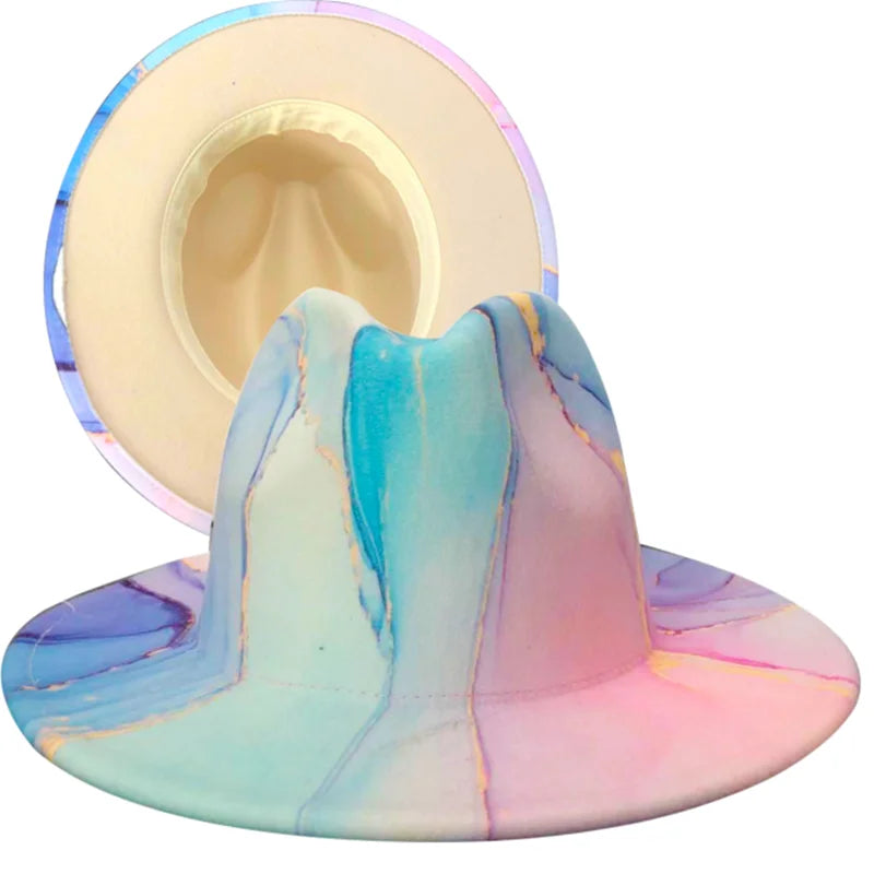 Tie-Dye Wide Brim Fedora Hat