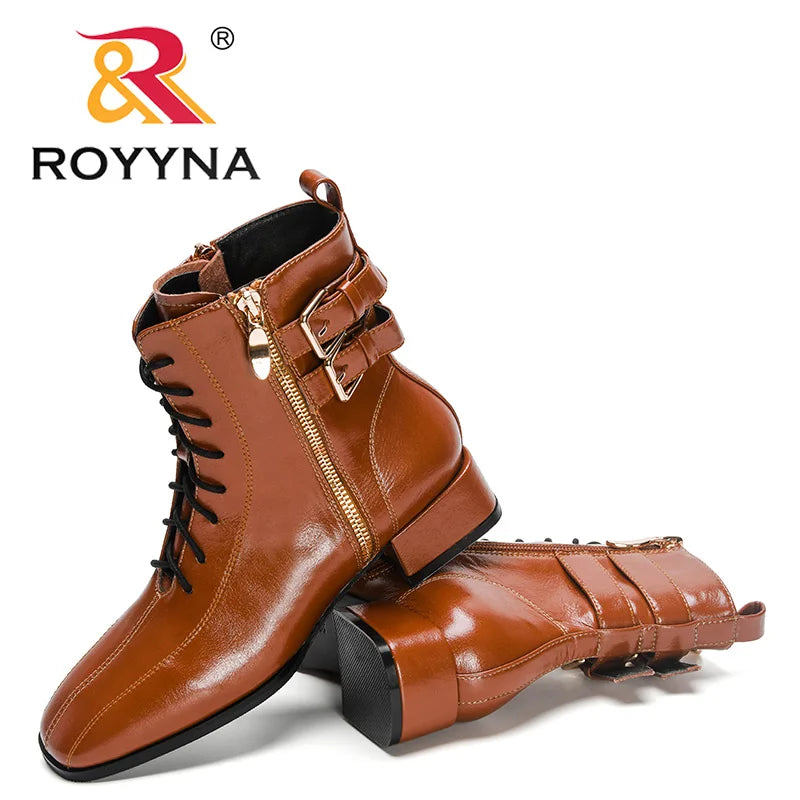 ROYYNA Stylish Lace Up Ankle Boots