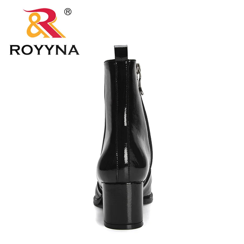 ROYYNA Pretty Patent Leather Side Zip Ankle Boots