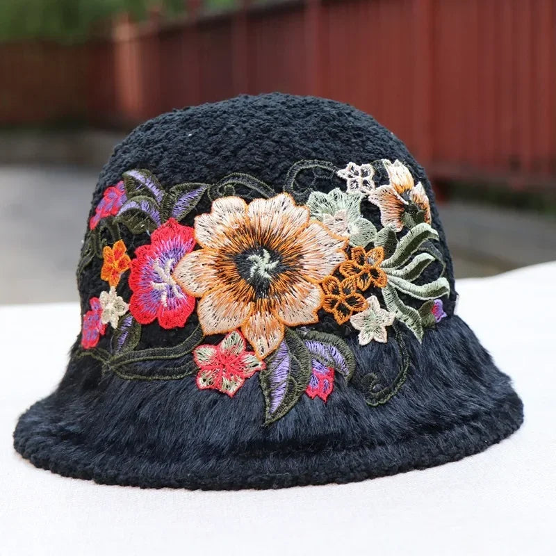 Warm Fuzzy Embroidered & Studded Vintage Cap Hat