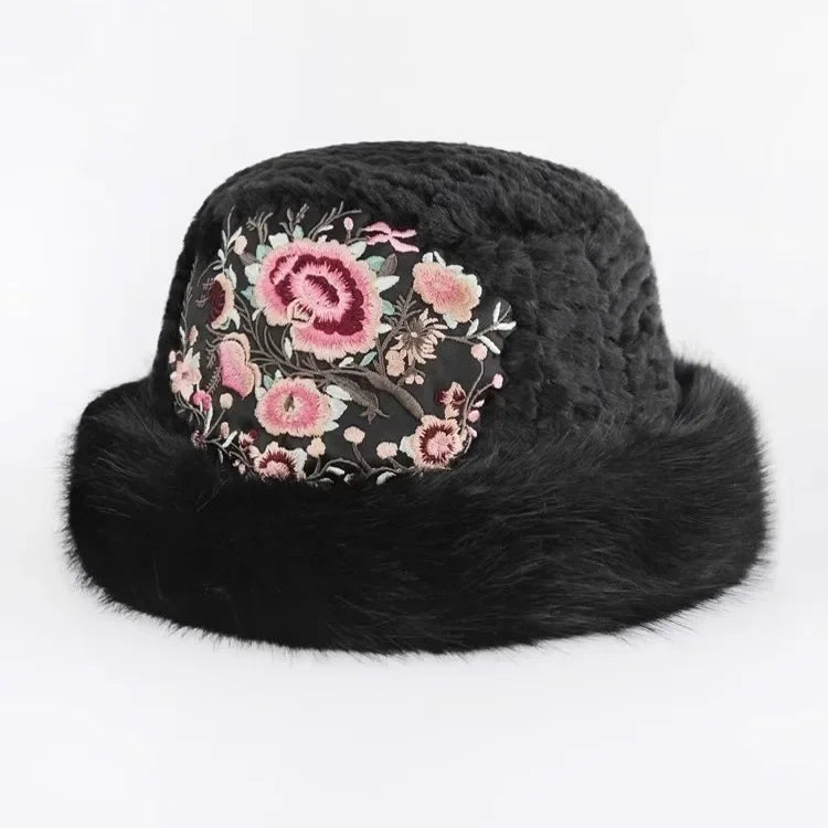 Warm Fuzzy Embroidered & Studded Vintage Cap Hat