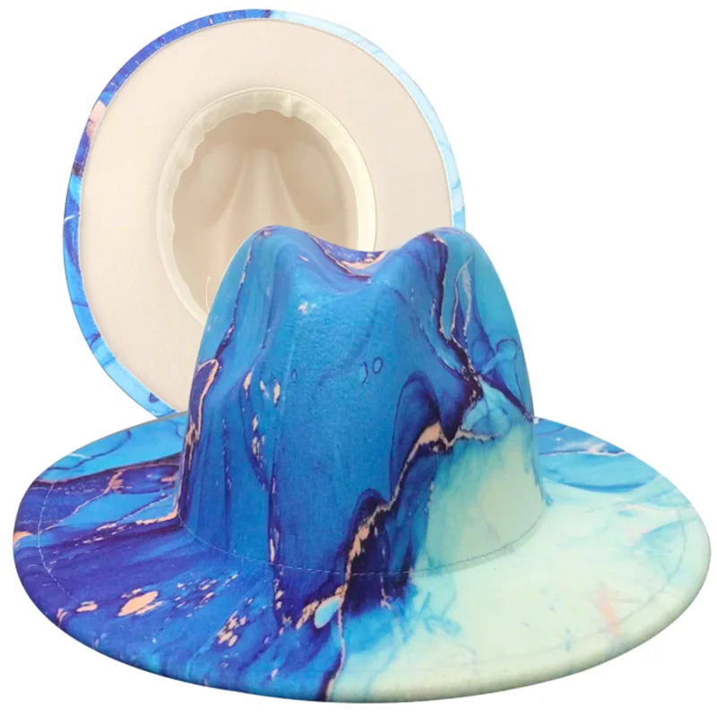 Tie-Dye Wide Brim Fedora Hat