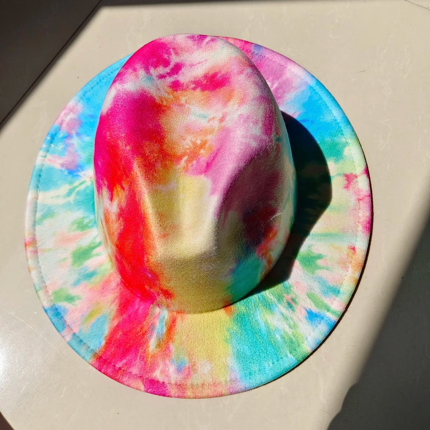 Tie-Dye Wide Brim Fedora Hat