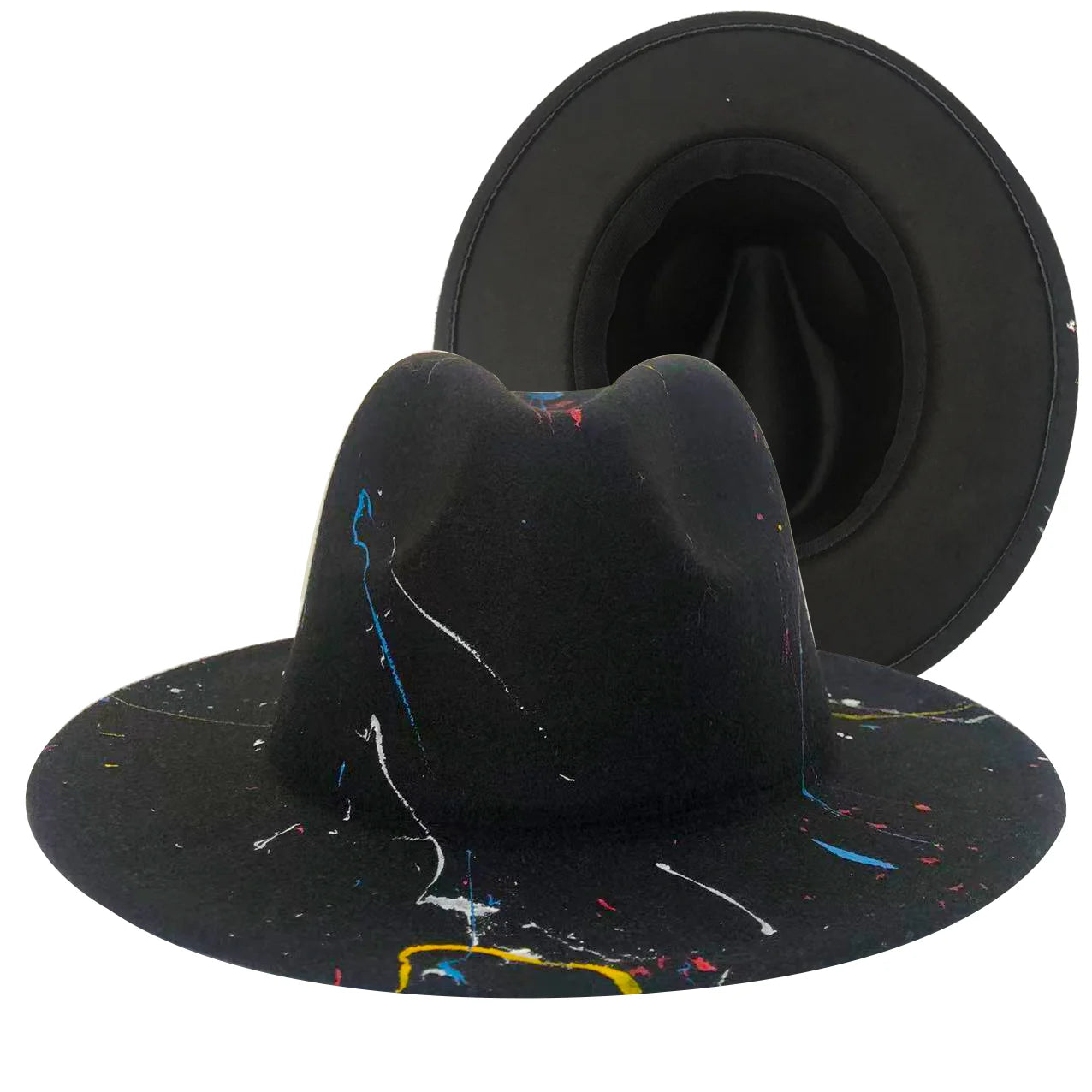 Tie-Dye Wide Brim Fedora Hat