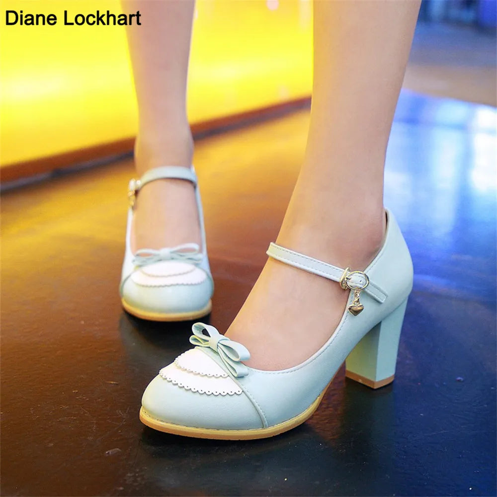 DIANE LOCKHART Two-Tone High Heel Mary Jane Style Shoes