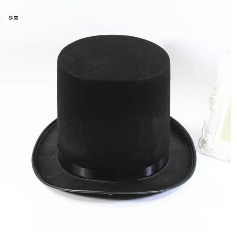 Vintage Fedora Top Hat Solid Color Short Brim Top Hat Western Cowboy Hat for Boy Men Adults Panama Hat