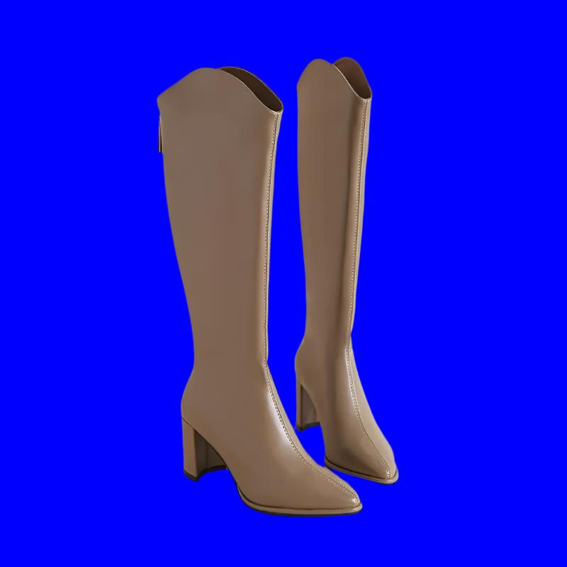 Hot Zipper-Back Square Heel Tall Fashion Boots