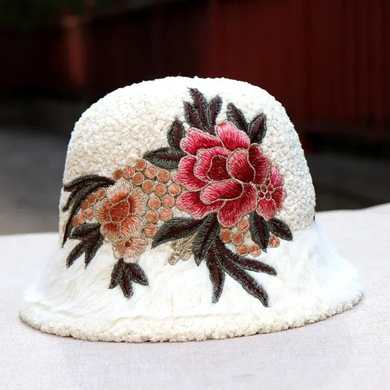 Warm Fuzzy Embroidered & Studded Vintage Cap Hat