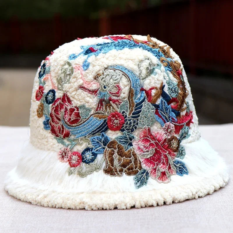 Warm Fuzzy Embroidered & Studded Vintage Cap Hat