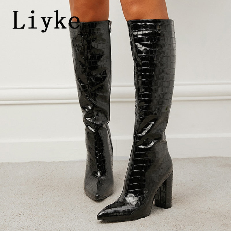 LIYKE Lovely Faux Patent Leather Fashion Boots