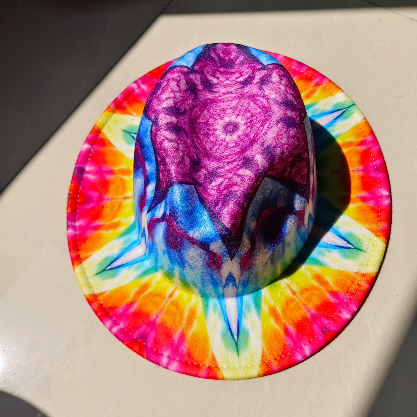 Tie-Dye Wide Brim Fedora Hat