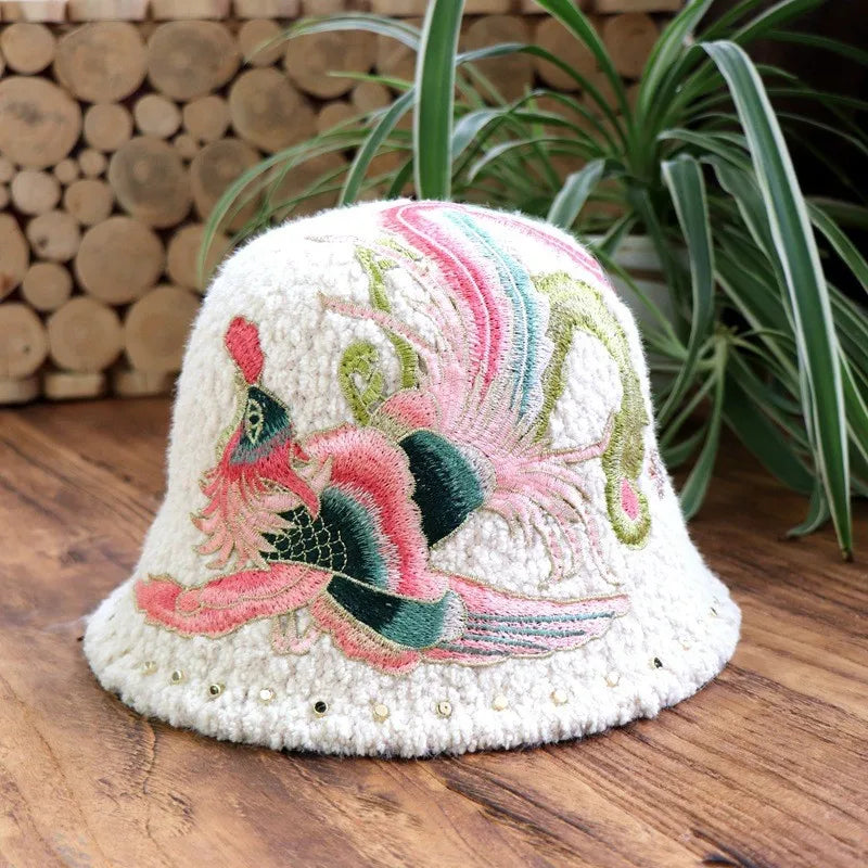 Warm Fuzzy Embroidered & Studded Vintage Cap Hat