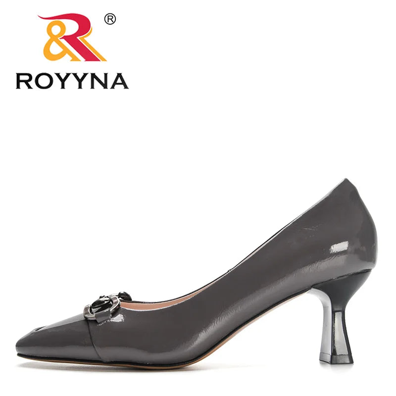 ROYYNA Pretty Patent Leather Square Toe Hourglass Heel Shoes