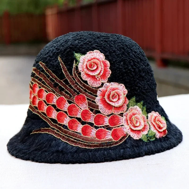 Warm Fuzzy Embroidered & Studded Vintage Cap Hat